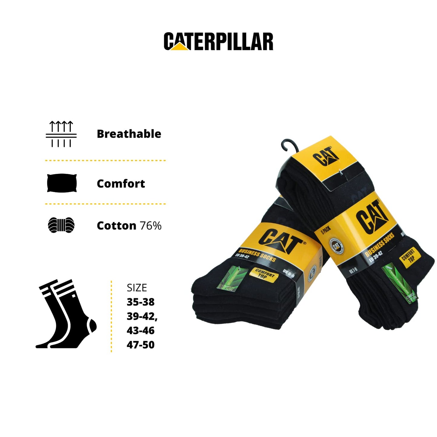 Caterpillar Business Socks 10 Pairs Socks Height Under Knee Cotton