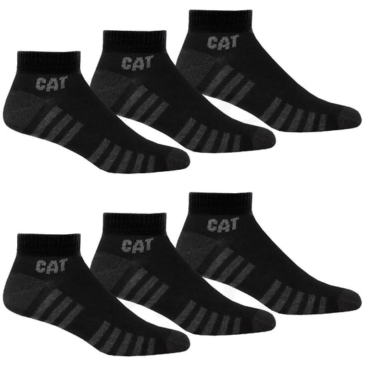 Caterpillar 6 Pairs of Cat Work Light Sneakers | Trainer Socks | Sizes 39-50 | Thin Ankle High Reinforced Socks, 6 Pairs Black, 39-42