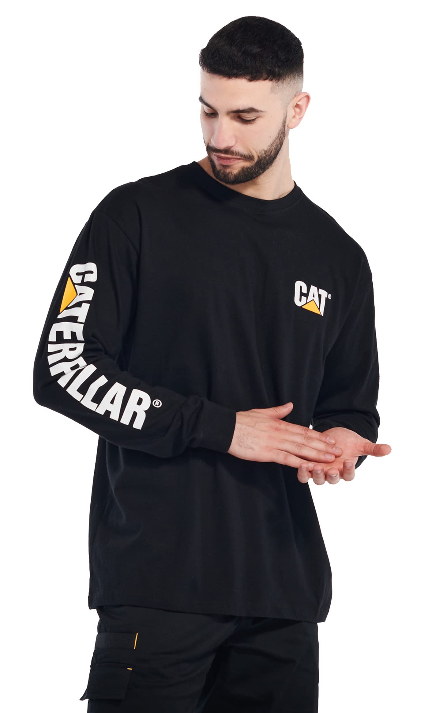 CAT Men's Trademark Banner Long Sleeve T-shirt상표 배너 긴소매 티셔츠camiseta Manga Larga De La Marca T-Shirt