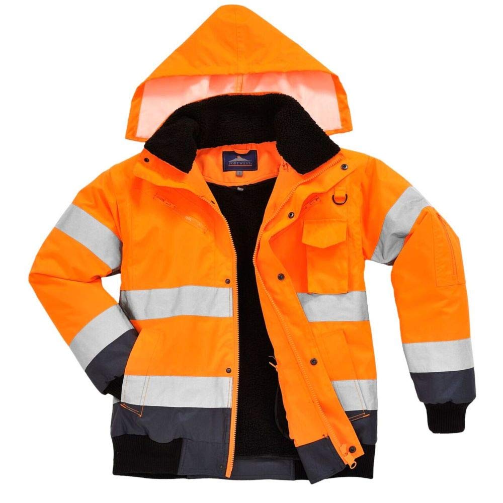 Portwest C465 Hi-Vis 3-in-1 Contrast Bomber Jacket Orange/Navy, Small