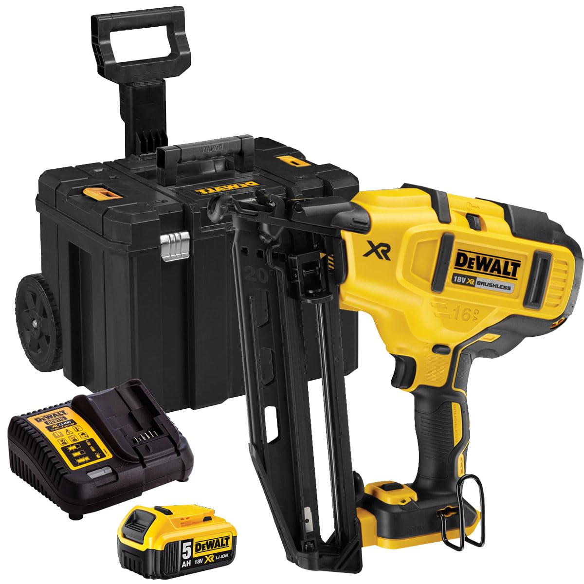 Dewalt 18V Brushless Second Fix Nailer with 1 x 5.0Ah Battery & Charger T4TKIT-827