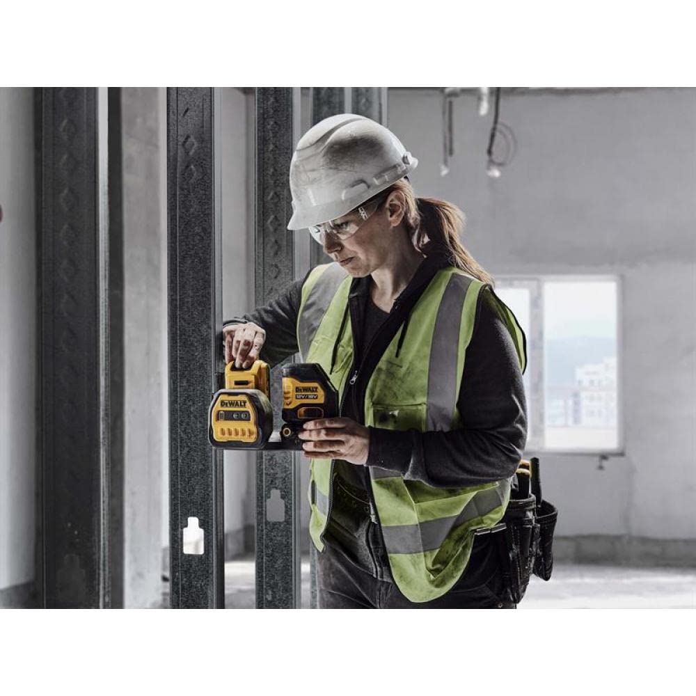 DEWALT DCE088D1G18 Self-Levelling Cross Line Beam Laser 12/18V 1 x 2.0Ah Li-ion, Yellow (DEW088D1G18D)