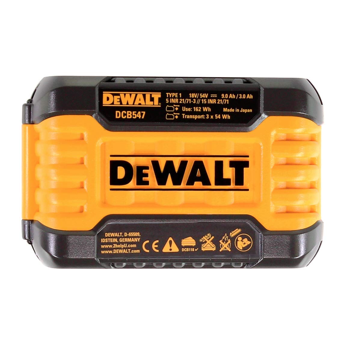 DEWALT 2 x DCB547 18v / 54v XR FLEXVOLT 9.0ah Battery + DCB118 Fast Charger, 18 V, Yellow