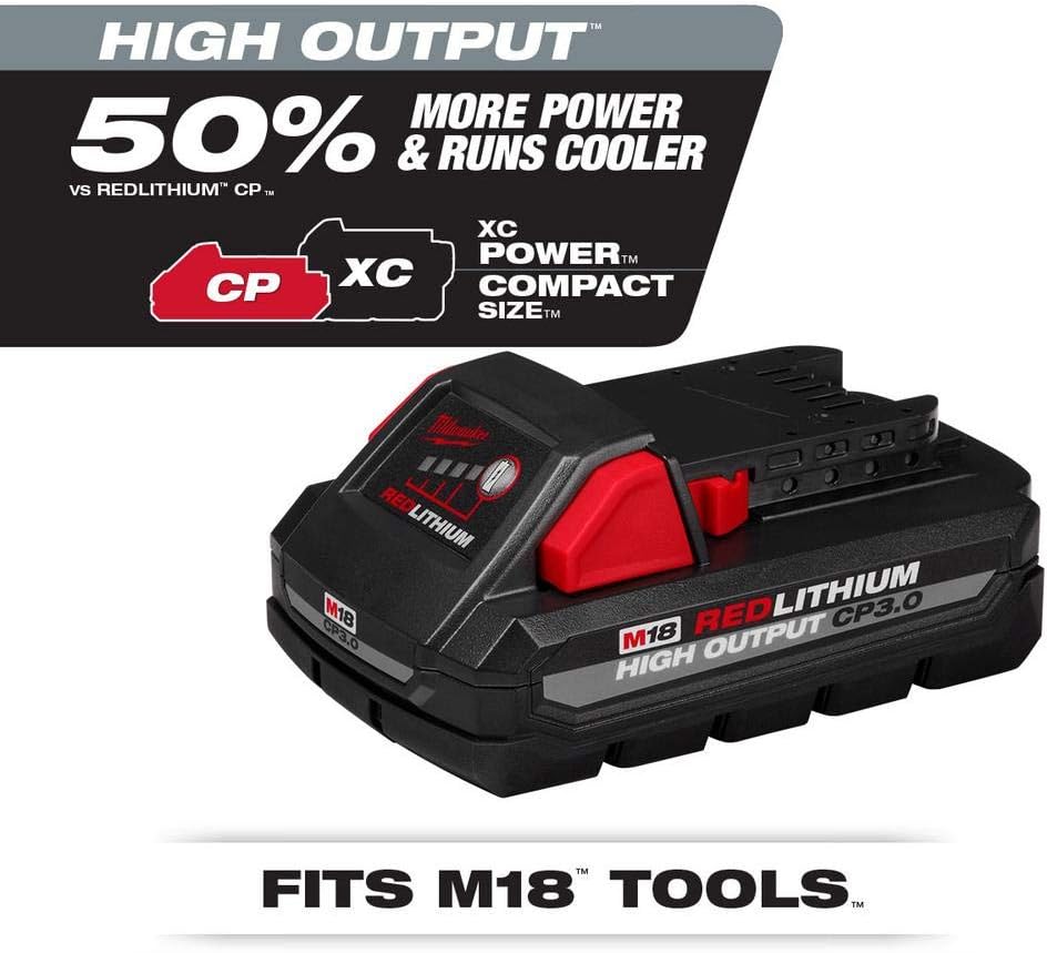 Milwaukee 48-11-1837 M18 18 Volt High Output CP 3.0 Ah Lithium-Ion Slide Battery, 2 Pack (Non-Retail Packaging)