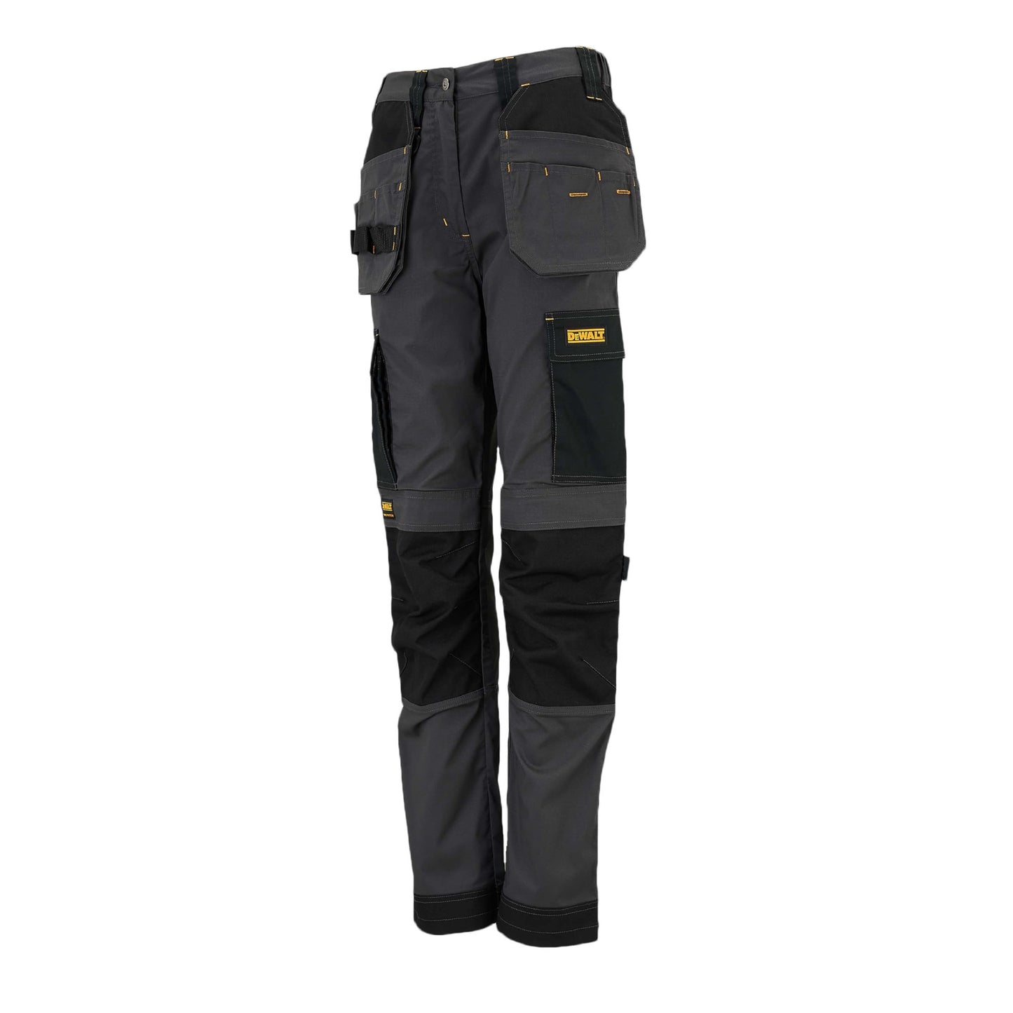 DEWALT Roseville Women's Slim Fit Work Trouser, Pro-Stretch Fabric, Holster and Cargo Pockets, Grey/Black, W12/L31