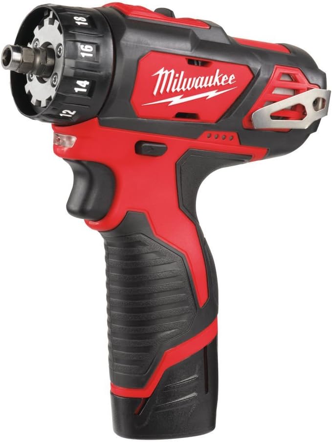 Milwaukee M12BDDXKIT-202C M12 4-in-1 Drill Driver Kit (2 X 2.0ah Li-ion Batteries, Charger, 10mm Chuck & Extra Heads)