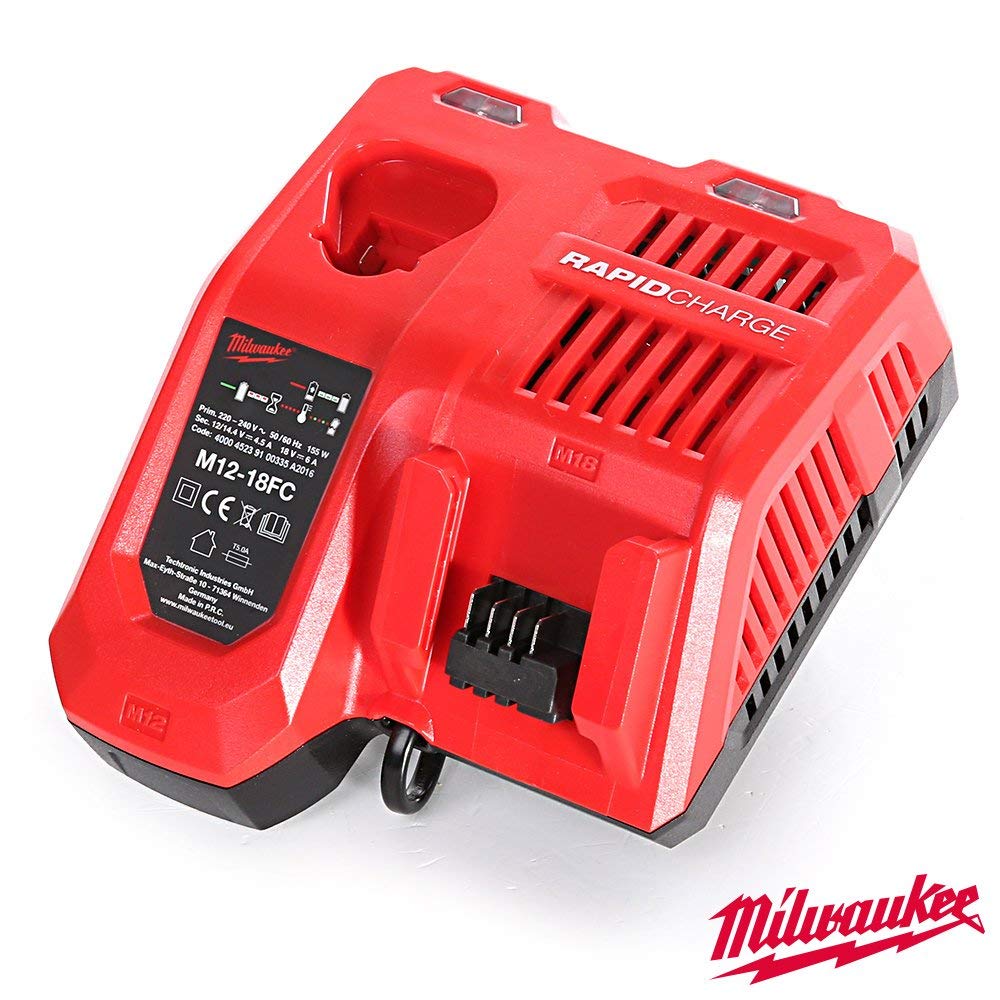 Milwaukee 4933464087 M18FID2-0 18V Impact Driver GEN 2 Body Only - Black-Red & M12-18FC M12-M18 Multi Fast Charger, 230 V, One Size