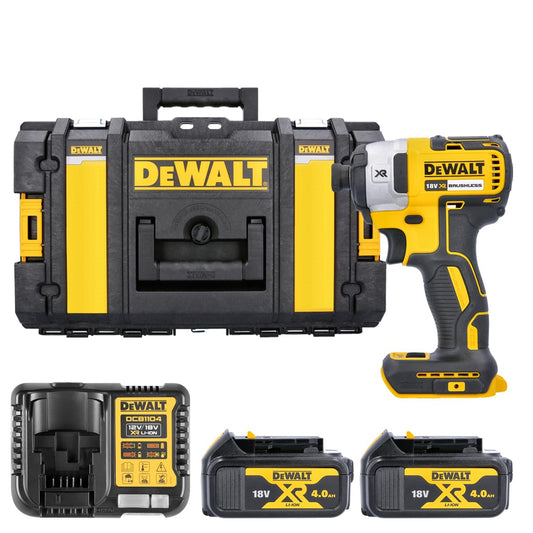 DeWalt DCF887N 18V Brushless Impact Driver with 2 x 4.0Ah Batteries Charger & Tool Box