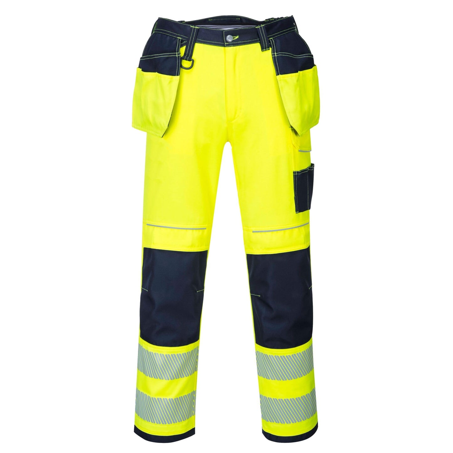 Portwest T501 Mens PW3 Hi Vis Work Trousers - Holster Pocket Workwear Safety Construction Trousers Orange/Black, 42