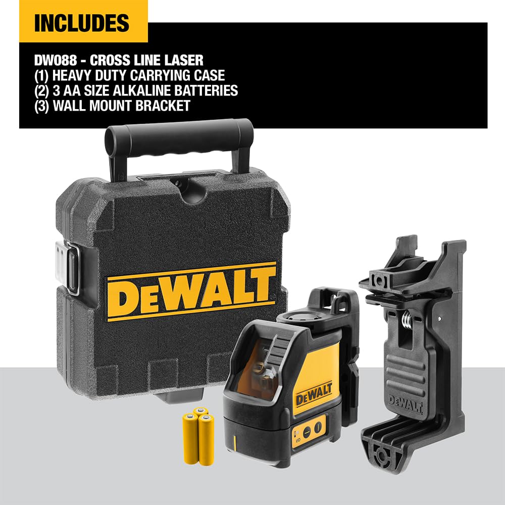 DEWALT DW088CG-XJ 2-Way Self Levelling Cross Line Green Beam Laser with Carry Case