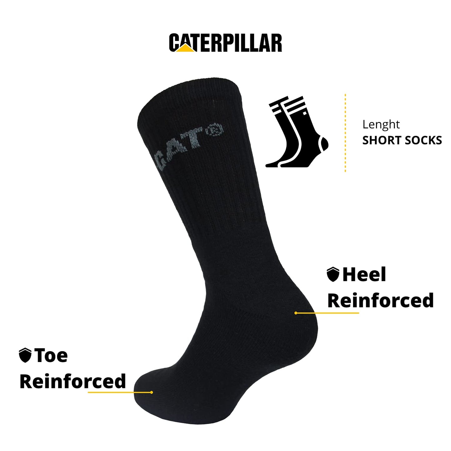 Caterpillar Performance Socks 5 pairs of men's socks, excellent quality cotton yarn, terry insole and instep, reinforced toe and heel