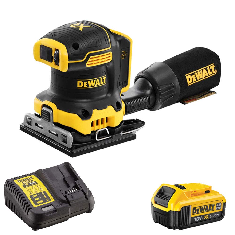 Dewalt DCW200N 18V Brushless 1/4 Sheet Palm Sander 1 x 4.0Ah Battery & Changer