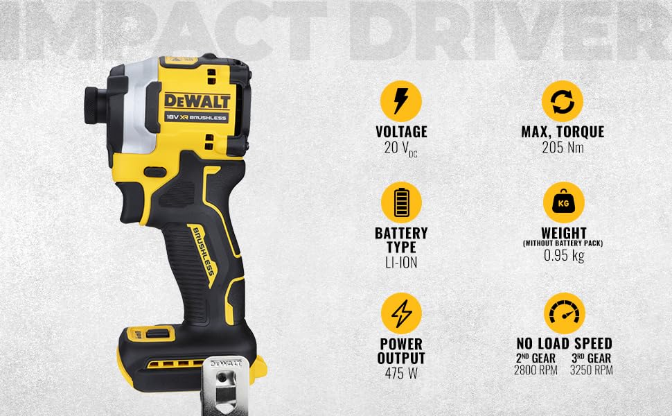 DEWALT DCF850N-XJ Impact Driver 18V XR Brushless Compact, Bare Unit