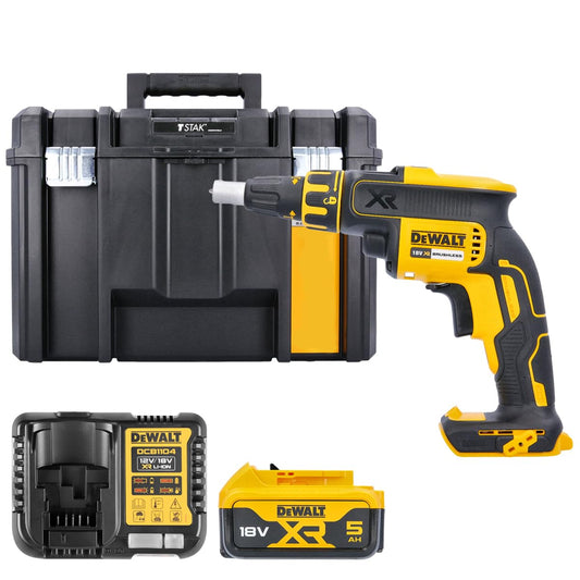 DeWalt DCF620N 18V Brushless Drywall Screwdriver with 5.0Ah Battery & Charger in Case