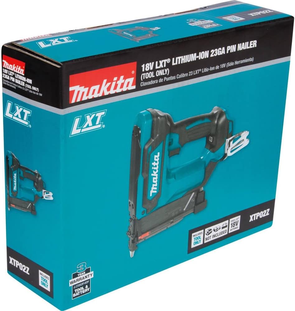 Makita XTP02Z 18V LXT Lithium-Ion Cordless 1-3/8" Pin Nailer, 23 Gauge, Tool Only