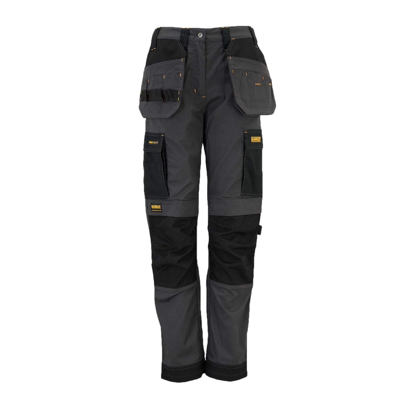 DEWALT Roseville Women's Slim Fit Work Trouser, Pro-Stretch Fabric, Holster and Cargo Pockets, Grey/Black, W12/L31