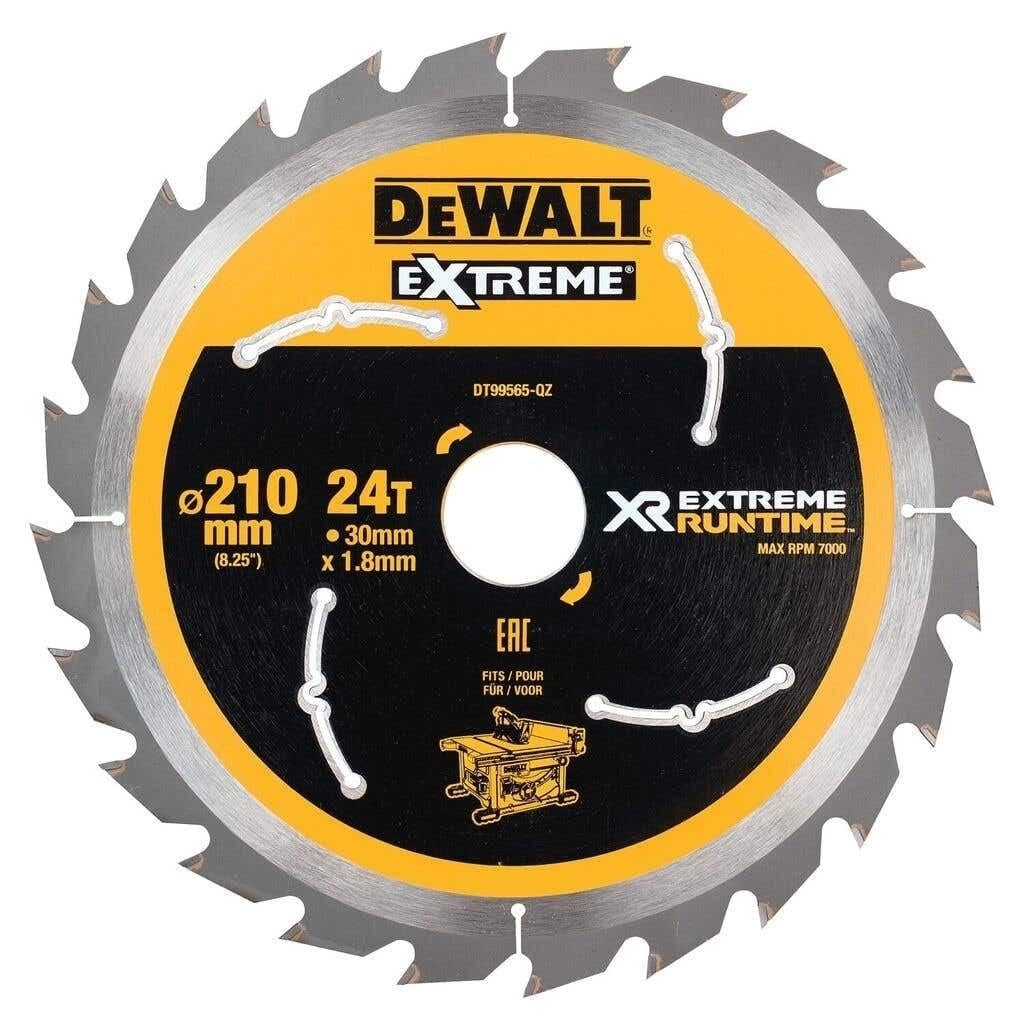 Dewalt DT99565-QZ DT99565-QZ-Hojas para Sierra Circular Estacionaria XR Extreme RUNTIME 210mm x 30mm 24D, Black/Yellow