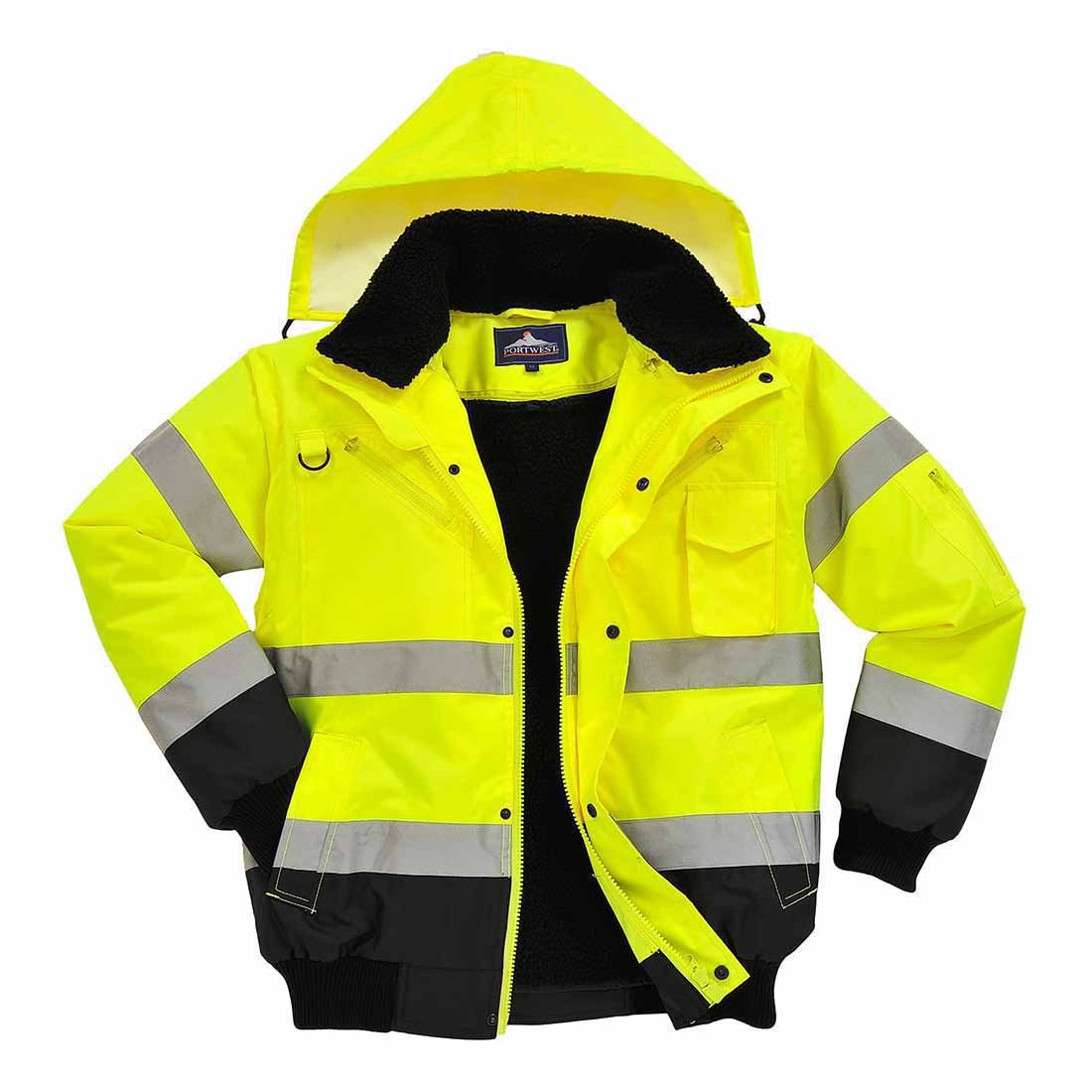 Portwest C465 Hi-Vis 3-in-1 Contrast Bomber Jacket Orange/Navy, Small