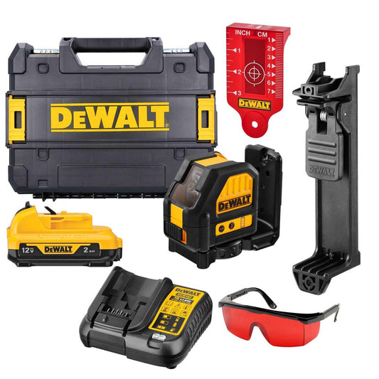 Dewalt DCE088D1R 12V XR Cross Line Red Laser Level with 1 x 2.0Ah Battery, Charger & Case