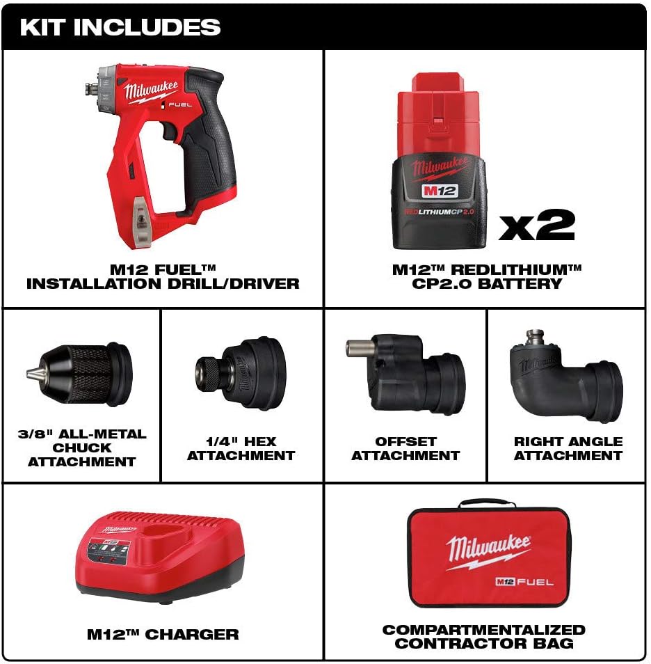 Milwaukee 2505-22 M12 Fuel Installation Drill/Driver Kit Red