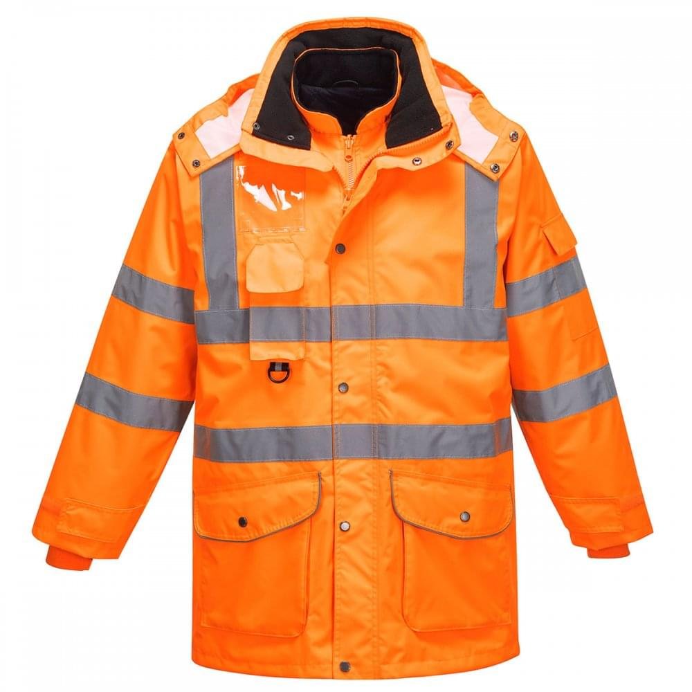 Portwest RT27 Waterproof Hi-Vis Breathable 7-in-1 Traffic Jacket Orange, 3X-Large