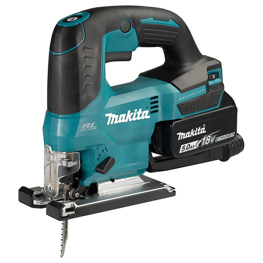 Makita DJV184RTJ 18V Li-ion LXT Brushless Jigsaw Complete with 2 x 5.0 Ah Batteries and Charger Supplied in a Makpac Case