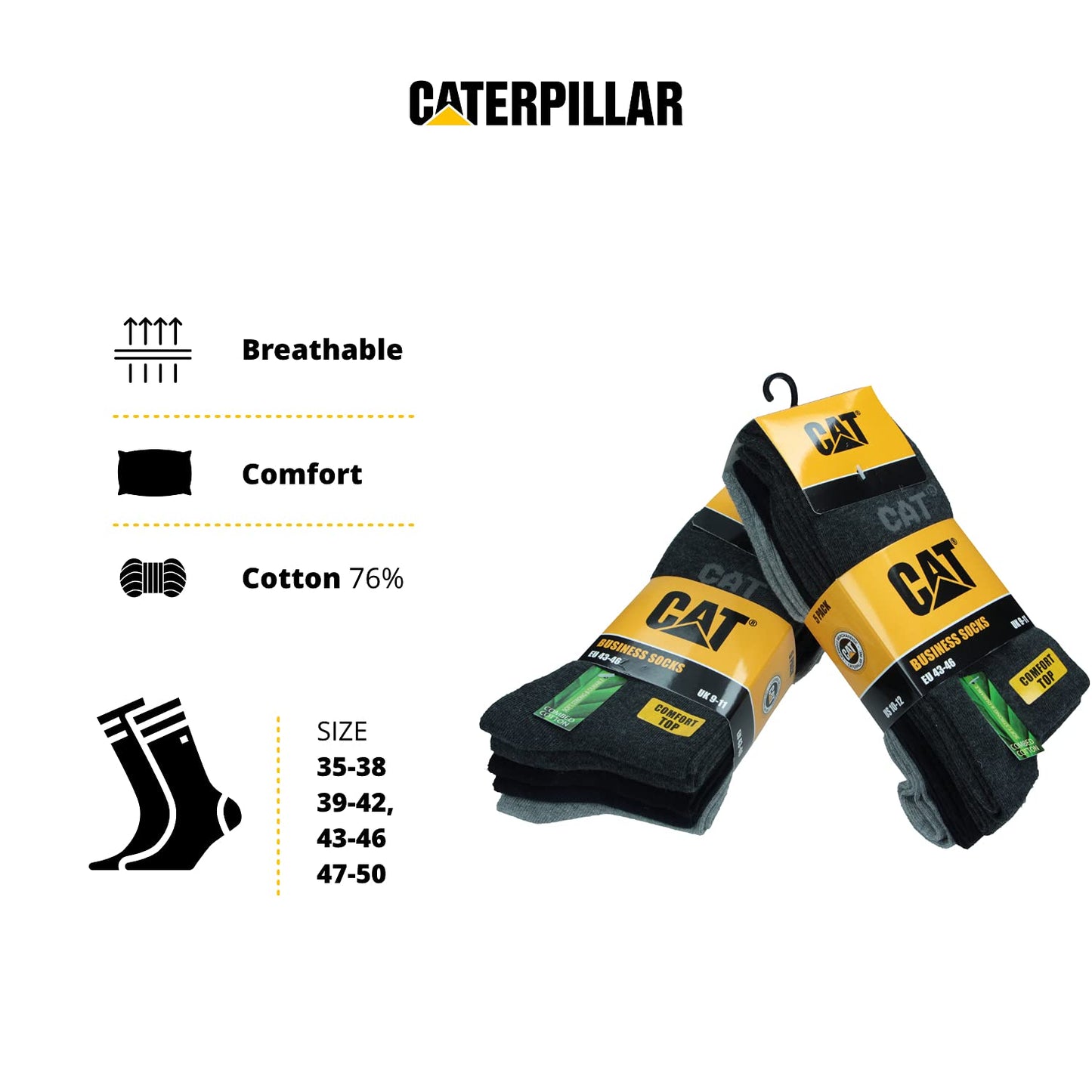 Caterpillar Business Socks 10 Pairs Socks Height Under Knee Cotton