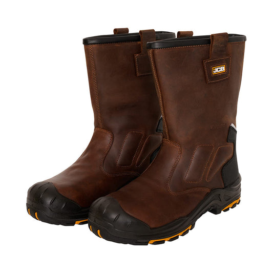 JCB - Denstone Brown Rigger Boot - 100% Metal Free - Boots for Men - Waterproof - Fibreglass Toecap - Men Shoes - Men's Work & Utility Footwear