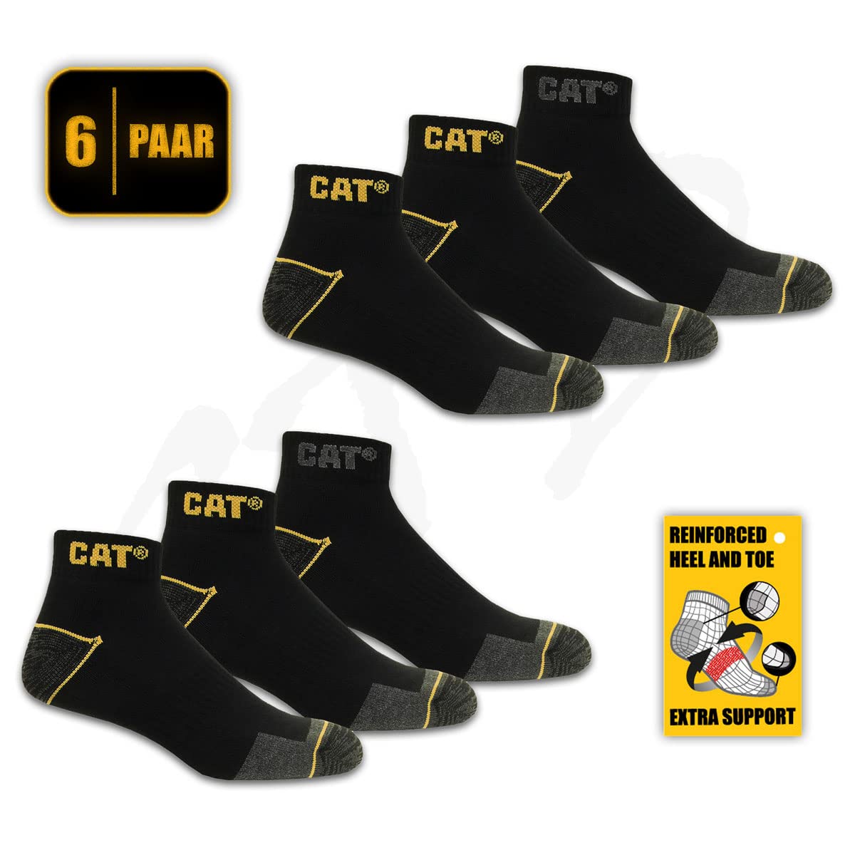 Caterpillar Cat Work Trainers 6 Pairs of Work Trainers Work Socks Stockings in Sizes 6-16