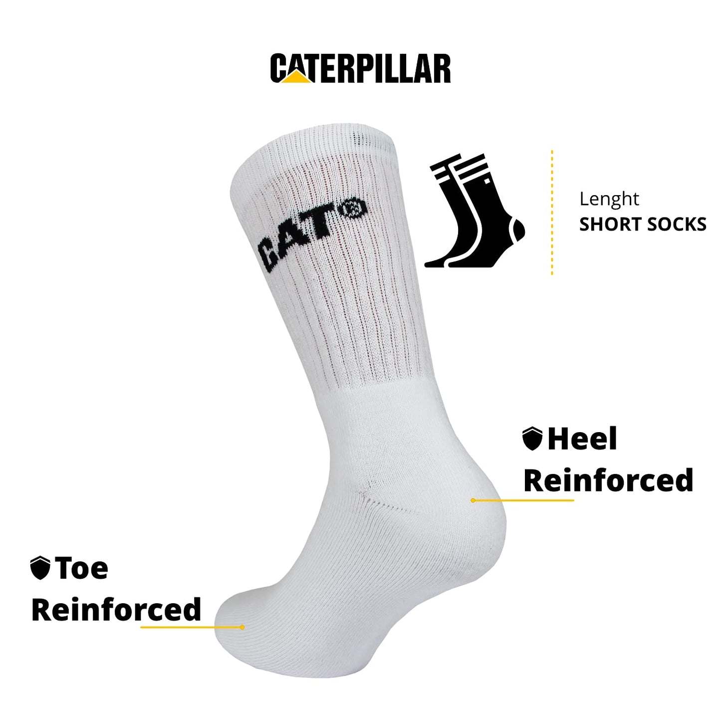 Caterpillar Performance Socks 5 pairs of men's socks, excellent quality cotton yarn, terry insole and instep, reinforced toe and heel