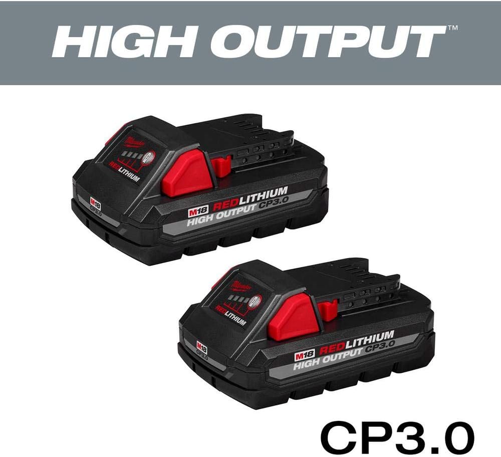 Milwaukee 48-11-1837 M18 18 Volt High Output CP 3.0 Ah Lithium-Ion Slide Battery, 2 Pack (Non-Retail Packaging)