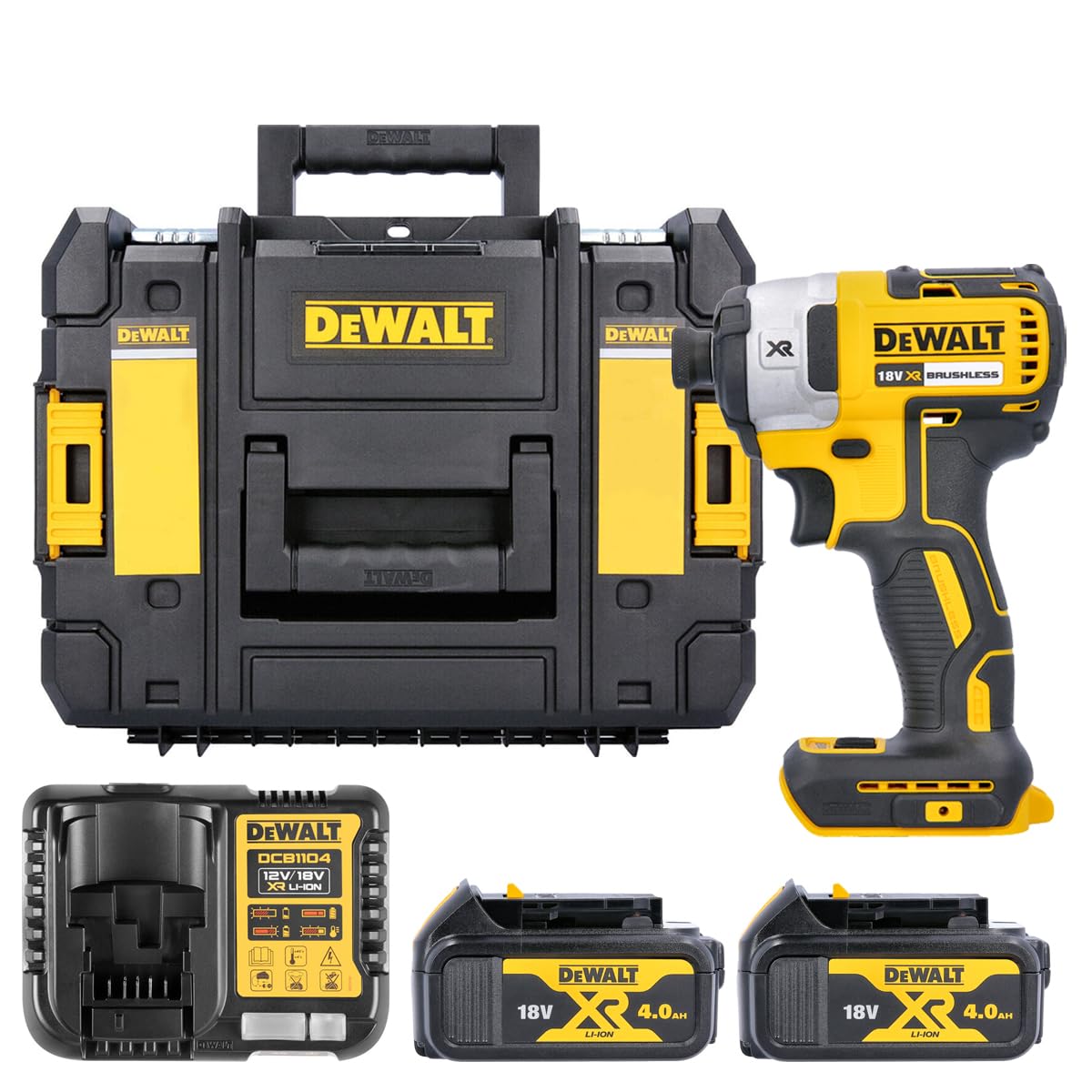 Dewalt DCF887N 18V Brushless Impact Driver with 2 x 4.0Ah Batteries & Charger in TSTAK