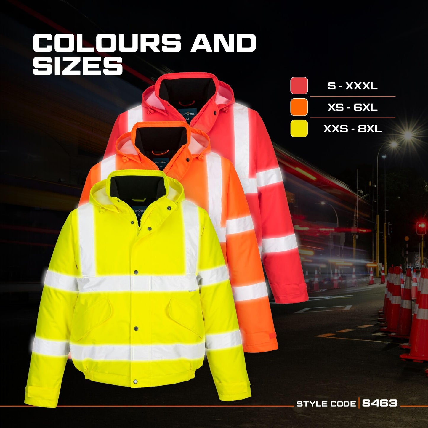 Portwest S463 Waterproof Comfort Hi-Vis Winter Bomber Jacket Orange, 6X-Large