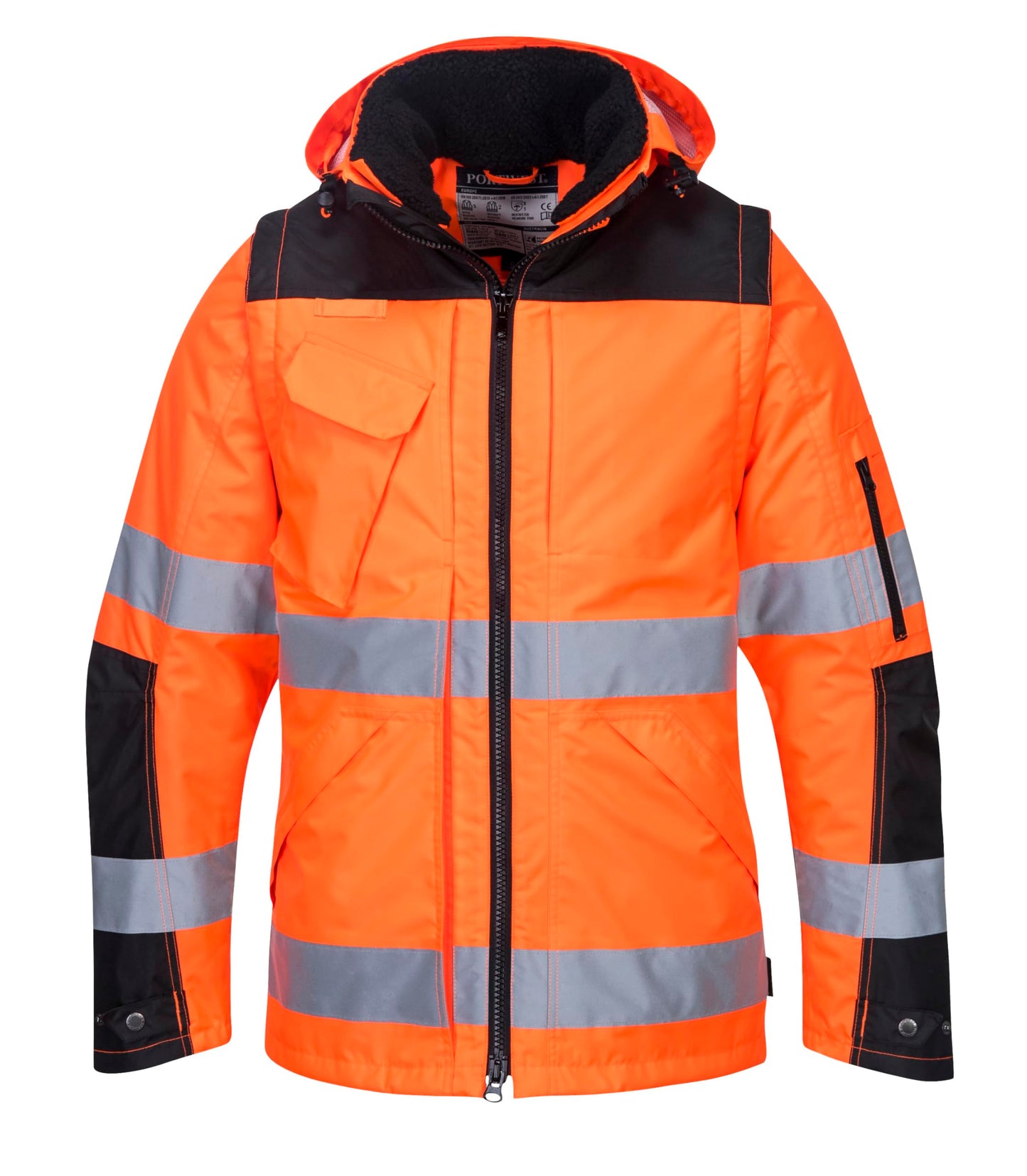 Portwest Pro Hi-Vis 3-in-1 Jacket, Size: M, Colour: Orange/Black, C469OBRM