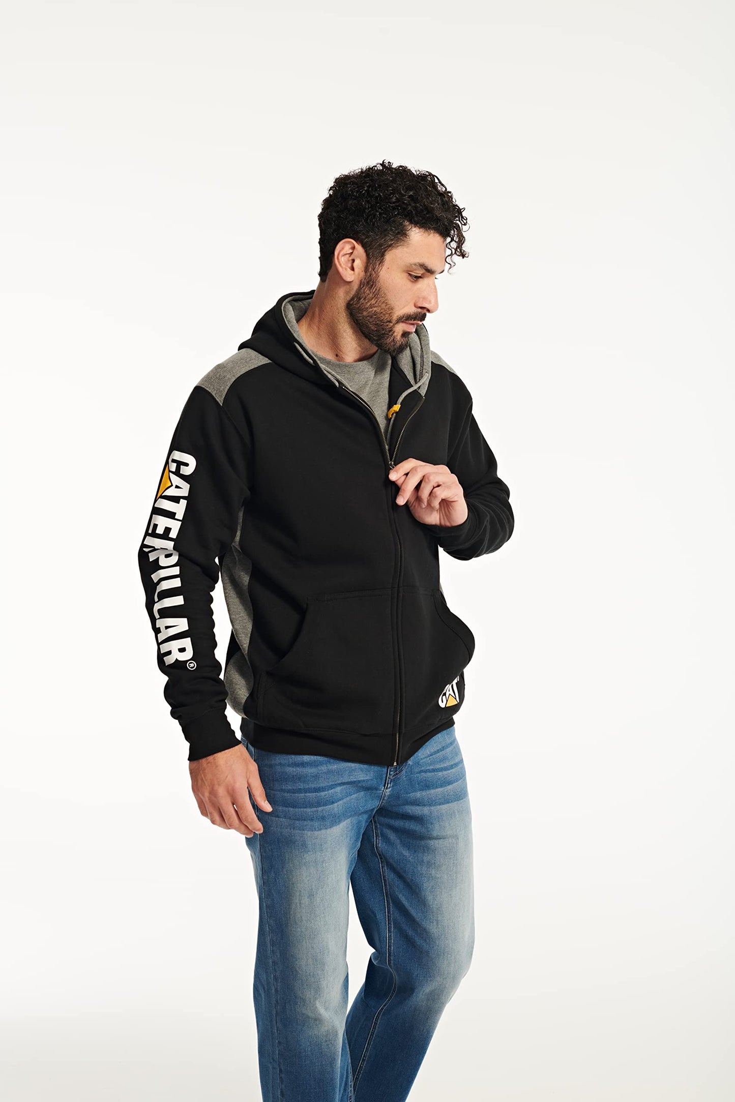 Caterpillar Men's Logo Panel Hooded Sweatshirt (Regular and Big Sizes)