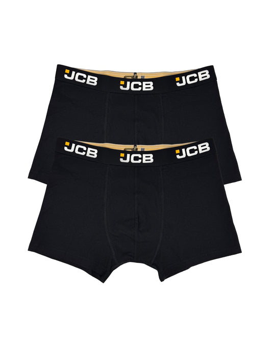 JCB Mens 2 Pack Recycled Cotton Rich Label Free Stretchy Trunks Everyday Boxer Shorts Underwear