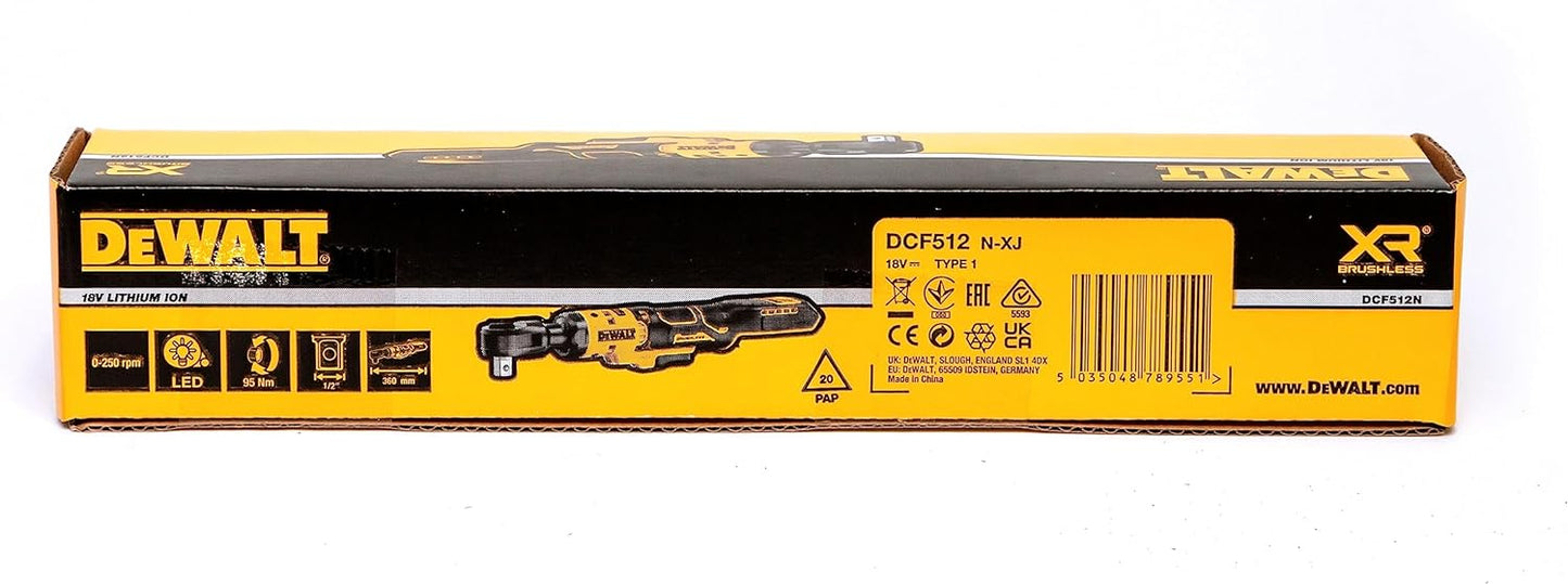 DEWALT DCF512N-XJ 18V XR Brushless 1/2" Open Head Ratchet - Bare Unit