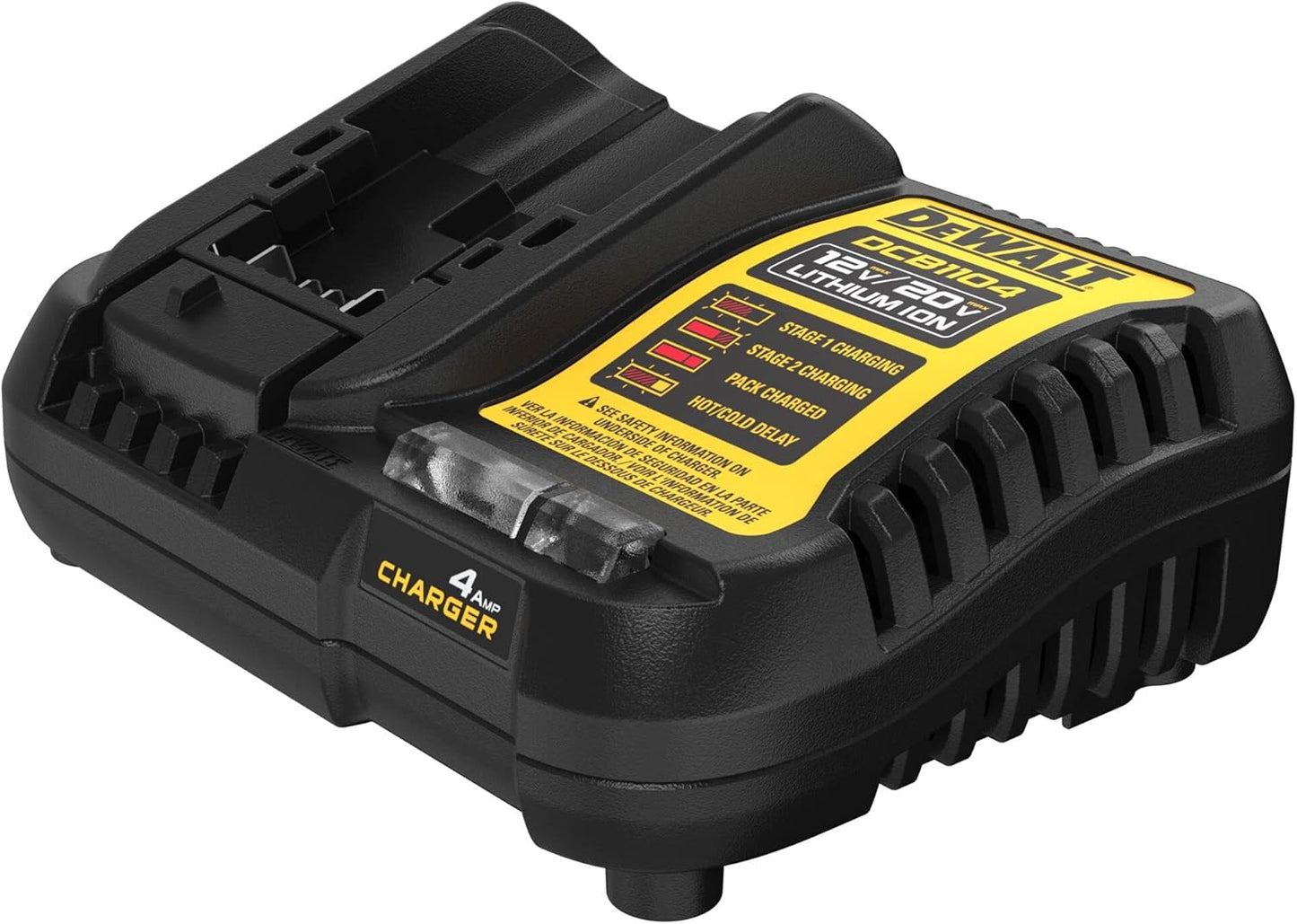 DEWALT 12V MAX/20V MAX Lithium Ion Battery Charger, 4 Amp, Waterproof (DCB1104), Black