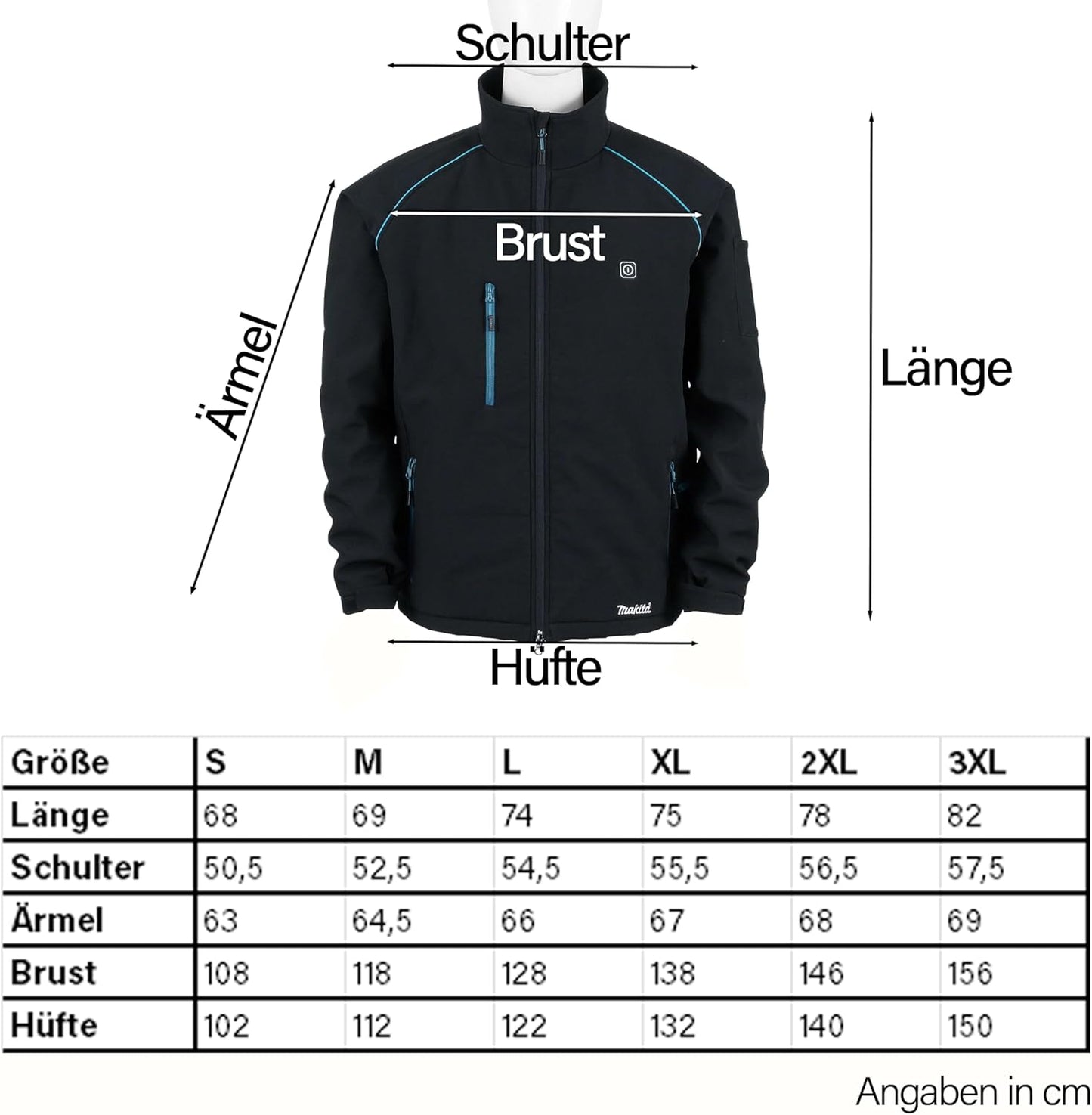 Makita DCJ205ZXL Battery Thermal Jacket Size One Size