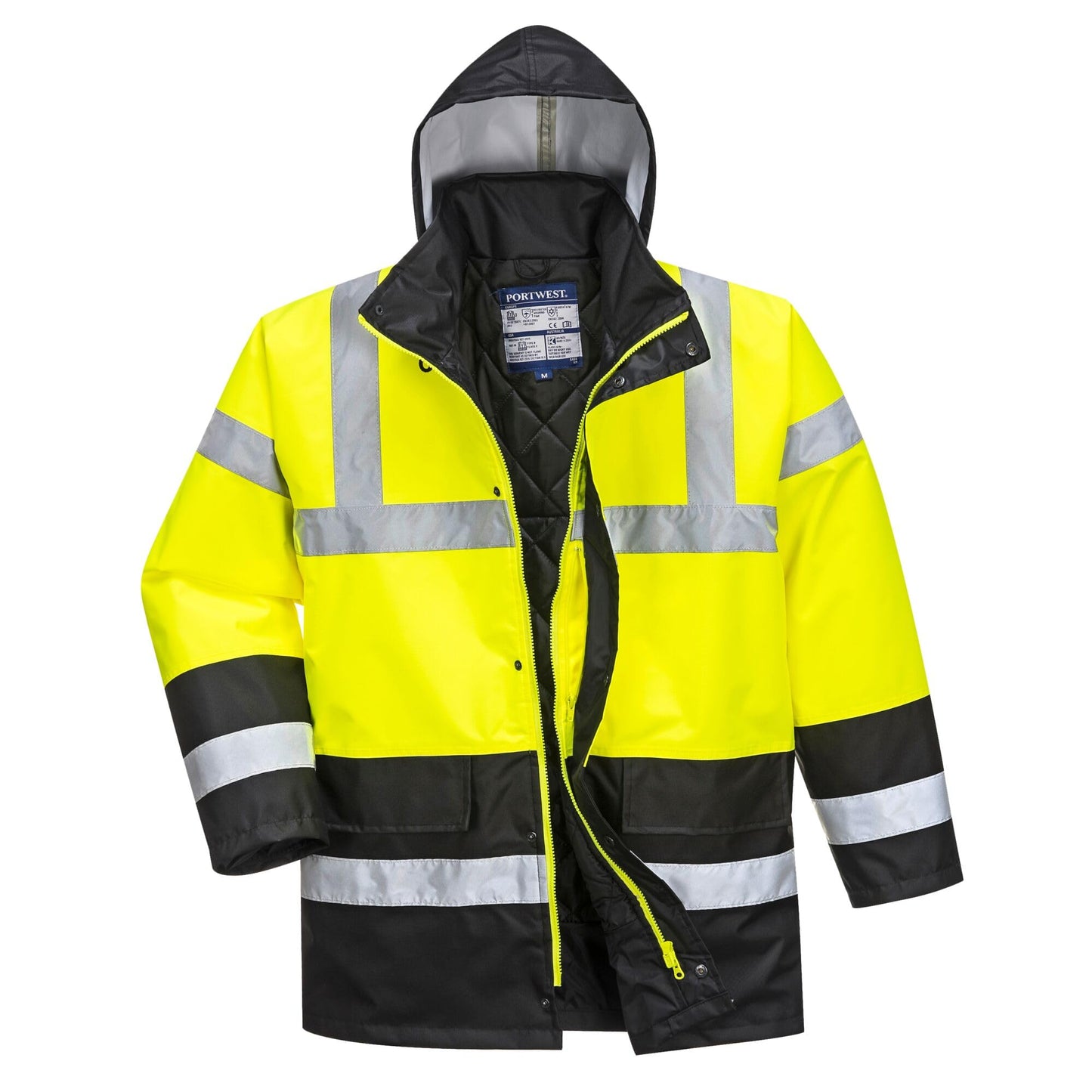 Portwest S466 Waterproof Hi-Vis Contrast Winter Traffic Jacket Yellow, Large