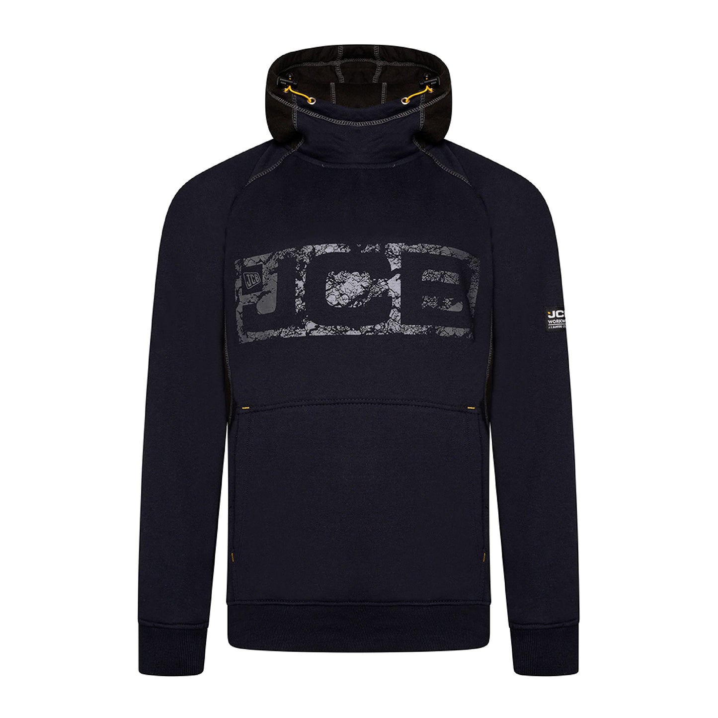 JCB - Horton Hoodie, Large - Made with 80% Cotton & 20% Polyester - Hoodies for Men Branding Details - Mens Clothes - Cordura Fabric Elbow Patches - 320gsm - Navy/Black