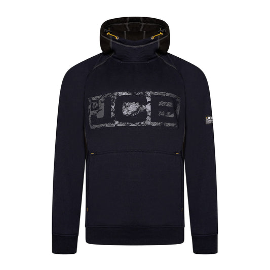 JCB - Horton Hoodie, Large - Made with 80% Cotton & 20% Polyester - Hoodies for Men Branding Details - Mens Clothes - Cordura Fabric Elbow Patches - 320gsm - Navy/Black