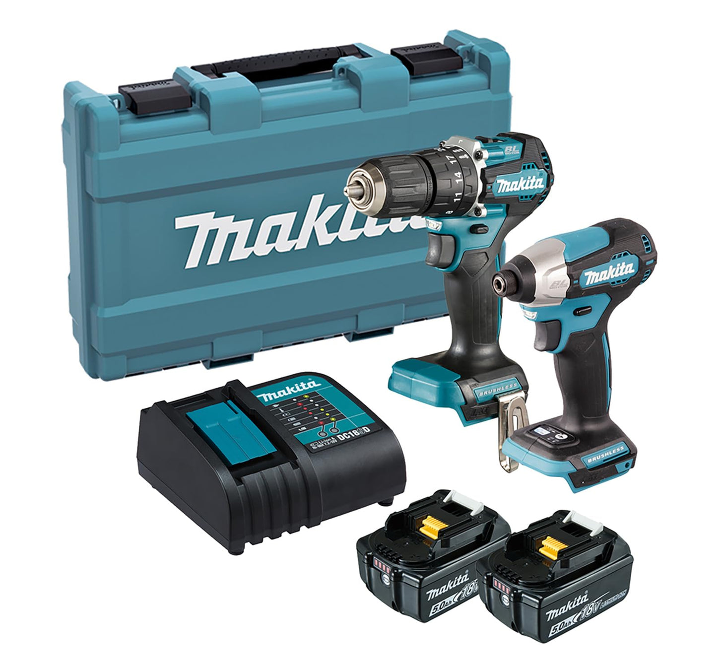 Makita DLX2414ST 18V Li-ion LXT Combo Kit Complete with 2 x 5.0 Ah Batteries and Charger Supplied in a Plastic Case