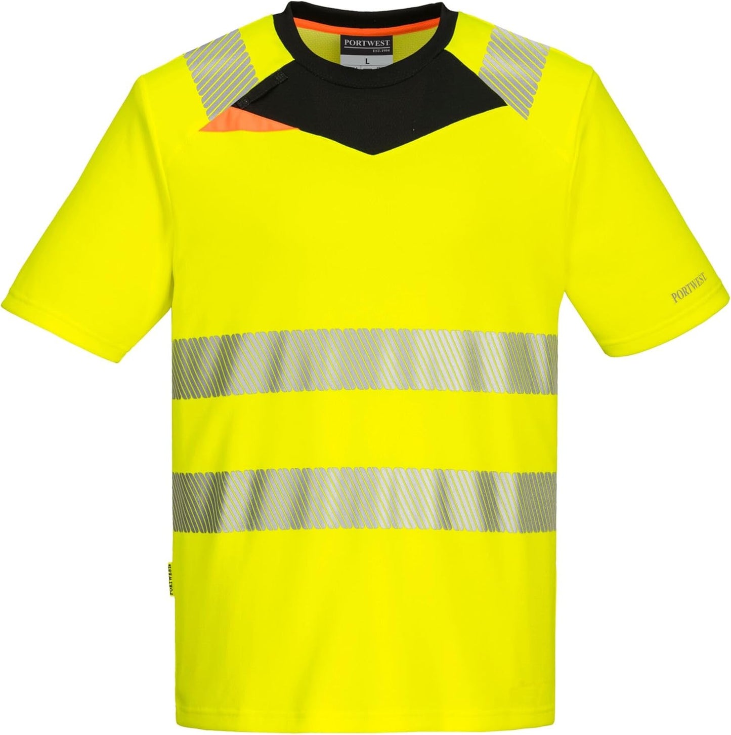 Portwest DX413 Hi Vis Short Sleeve Safety Work Reflective T-Shirt Yellow, XL