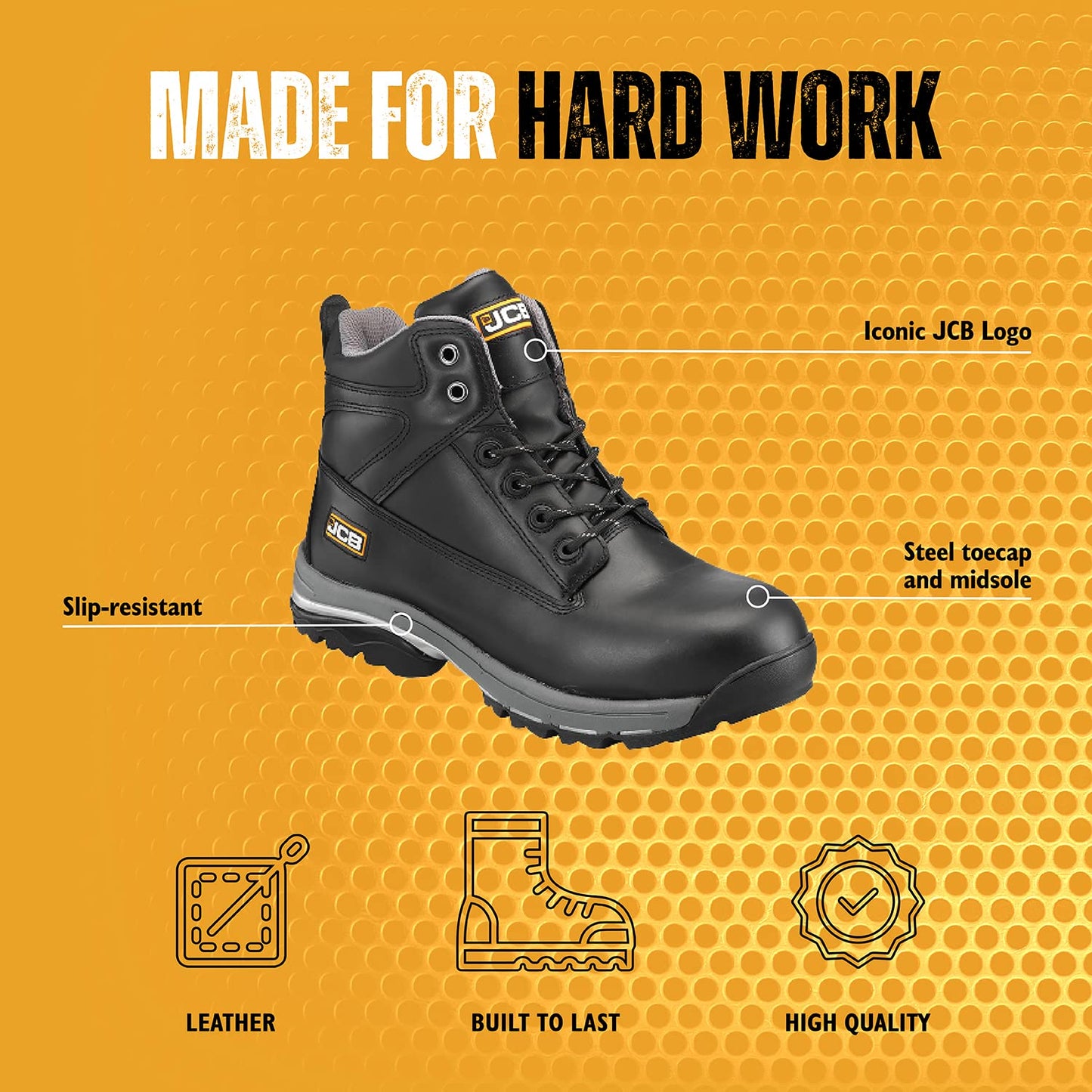 JCB - Men's Safety Boots - Workmax Chukka Work Boots - Nubuck - Durable and Protective - Ideal for Work Environments Workwear - Size 8 UK, 42 EU - Brown