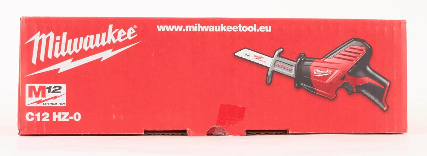 Milwaukee C12HZ-0 M12 Naked Compact Hackzall without Batteries/ Charger,Red