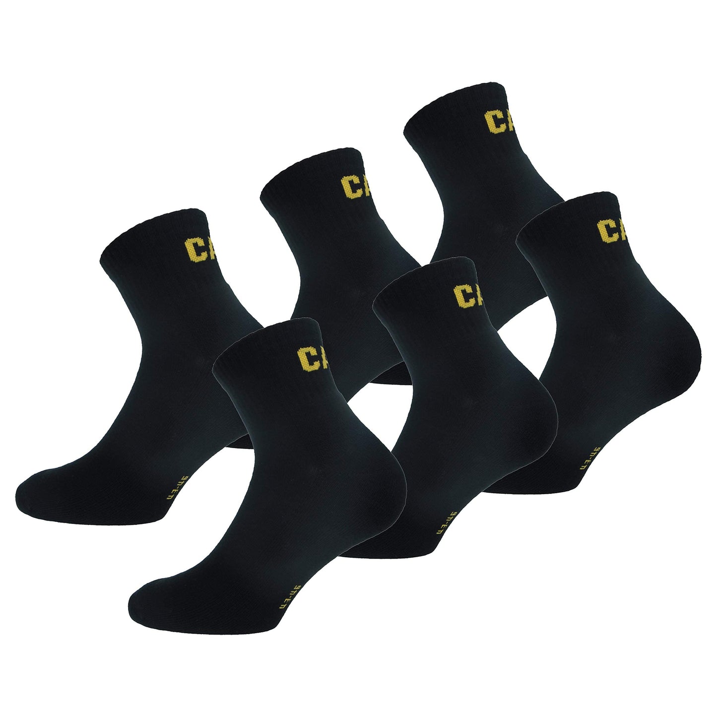 Caterpillar Quarter Socks 6 Pairs Men's Work Socks, Height Above the Ankle, Reinforced Toe and Heel, Cotton