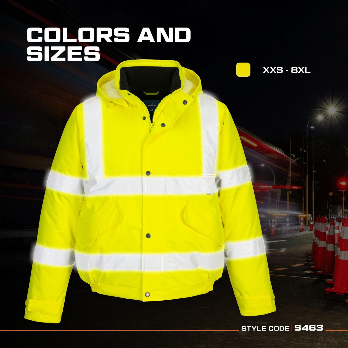 Portwest S463 Waterproof Comfort Hi-Vis Winter Bomber Jacket Yellow, 4X-Large