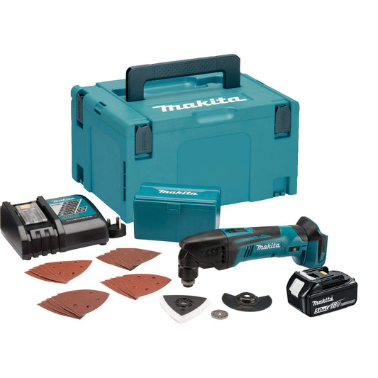 Makita DTM50RT1J1 18V Li-ion LXT Multi Tool Complete with 1 x 5.0 Ah Battery, Charger and Accessories Supplied in a Makpac Case