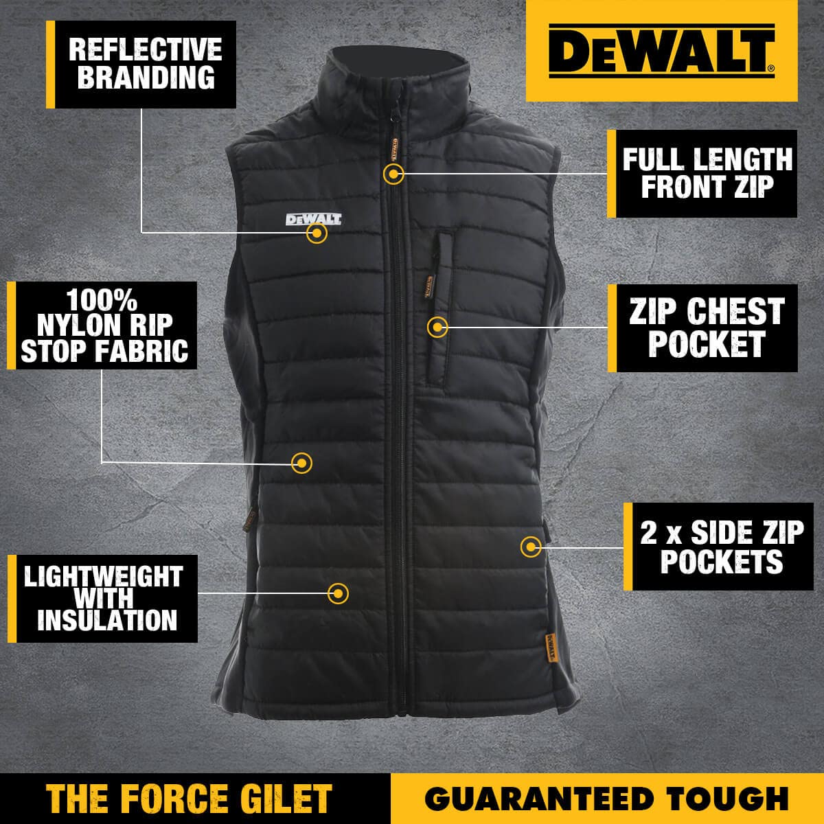 DEWALT Mens Force Slim Fit Gilet